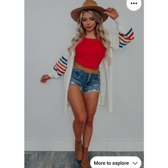 . Shop Hope’s Rainbow/Colorful Ivory Long Open Cardigan - Picture 5 of 11